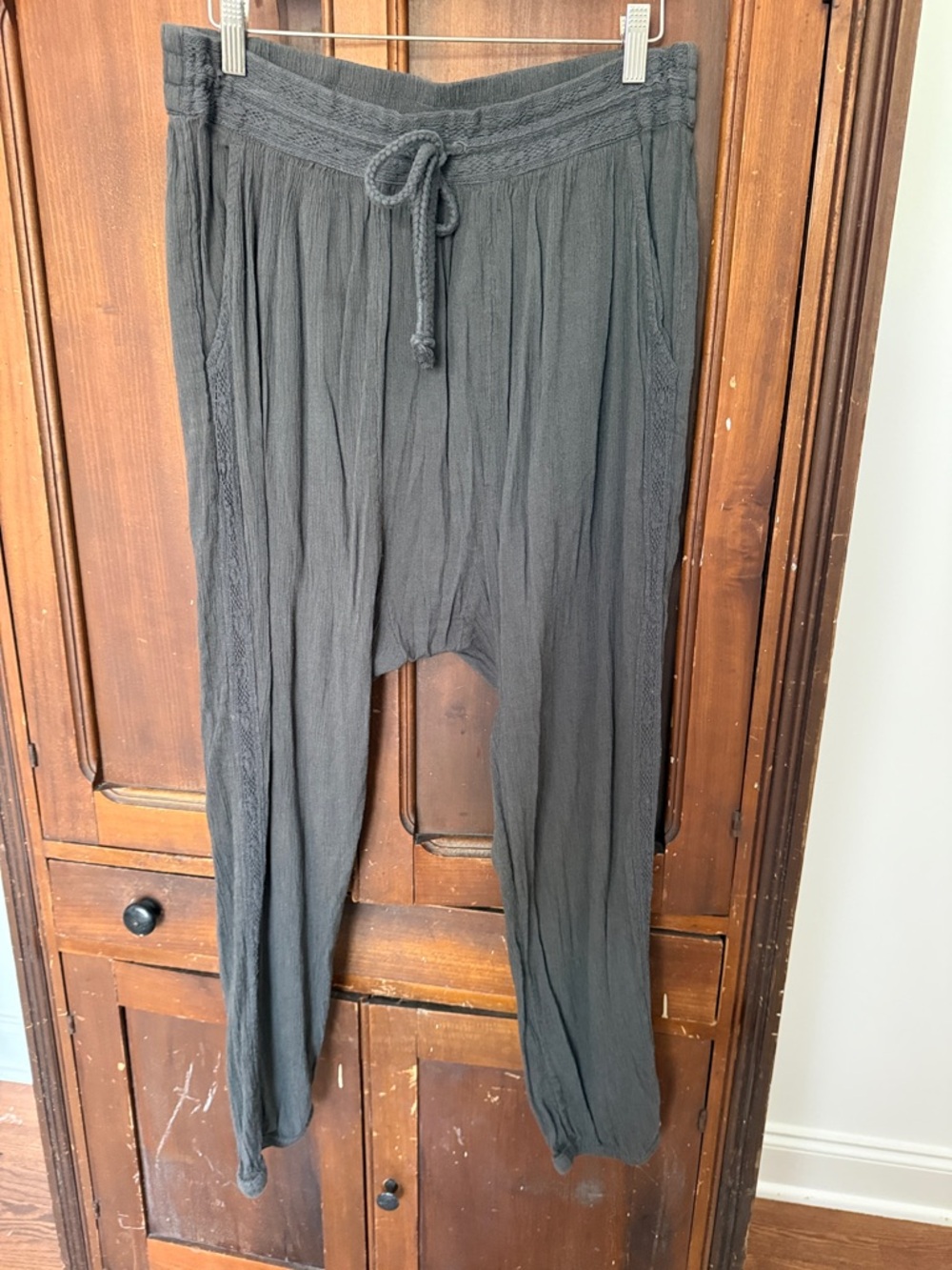 aerie Dark Gray Drawstring Harem Style Joggers
